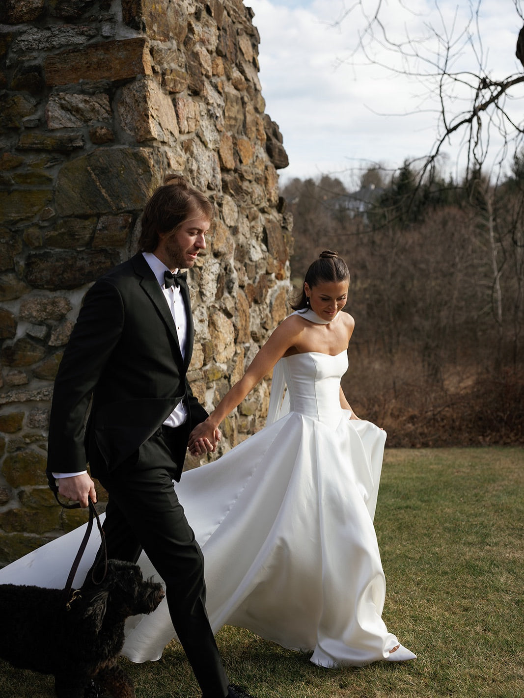 Strapless Satin A-Line Wedding Dress with Basque Waist