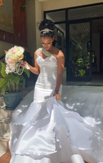 One-Shoulder Beaded Mermaid Wedding Dress
