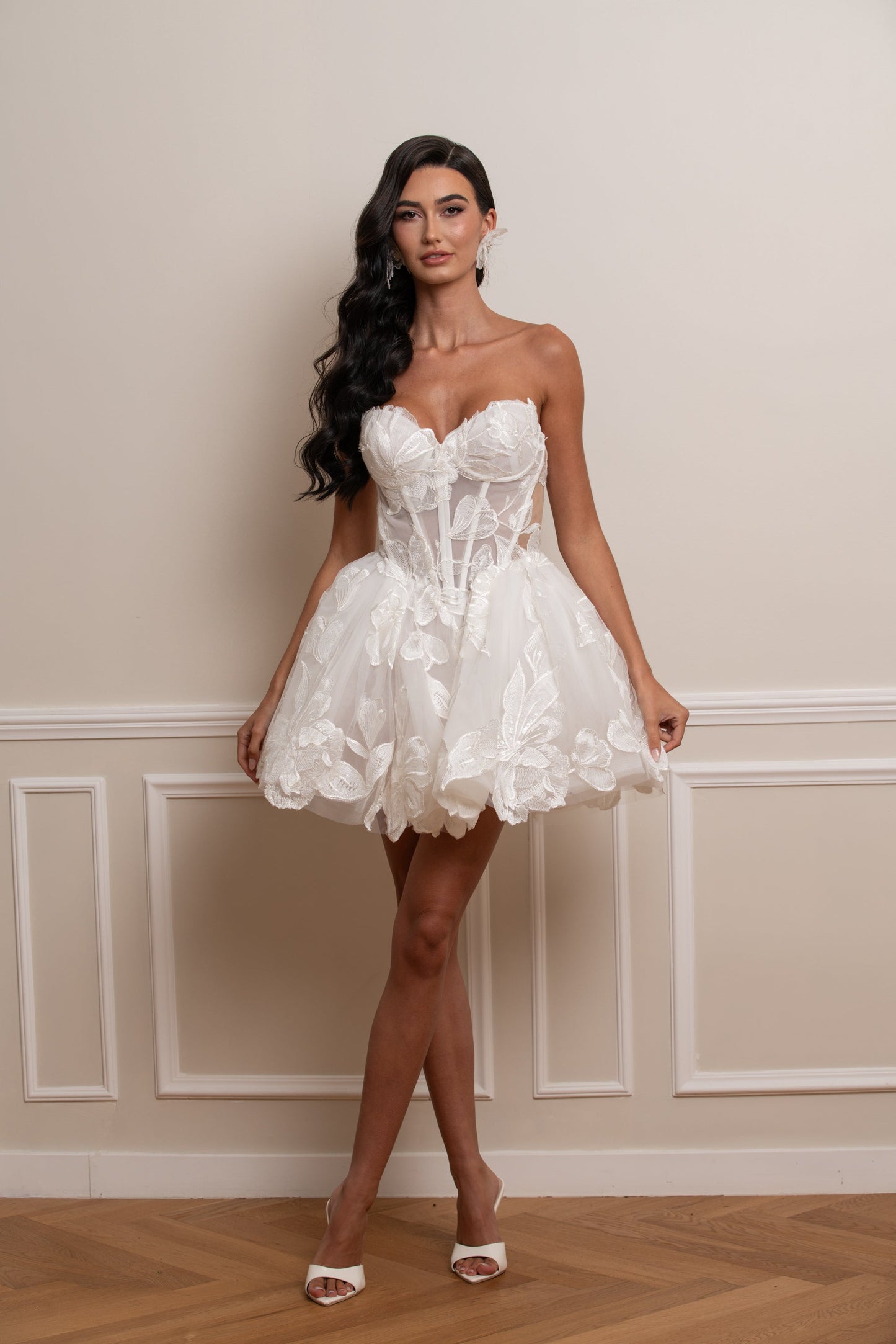 Strapless Sweetheart Lace Corset Mini Dress