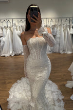 Beaded Mermaid Wedding Dress with Floral Train