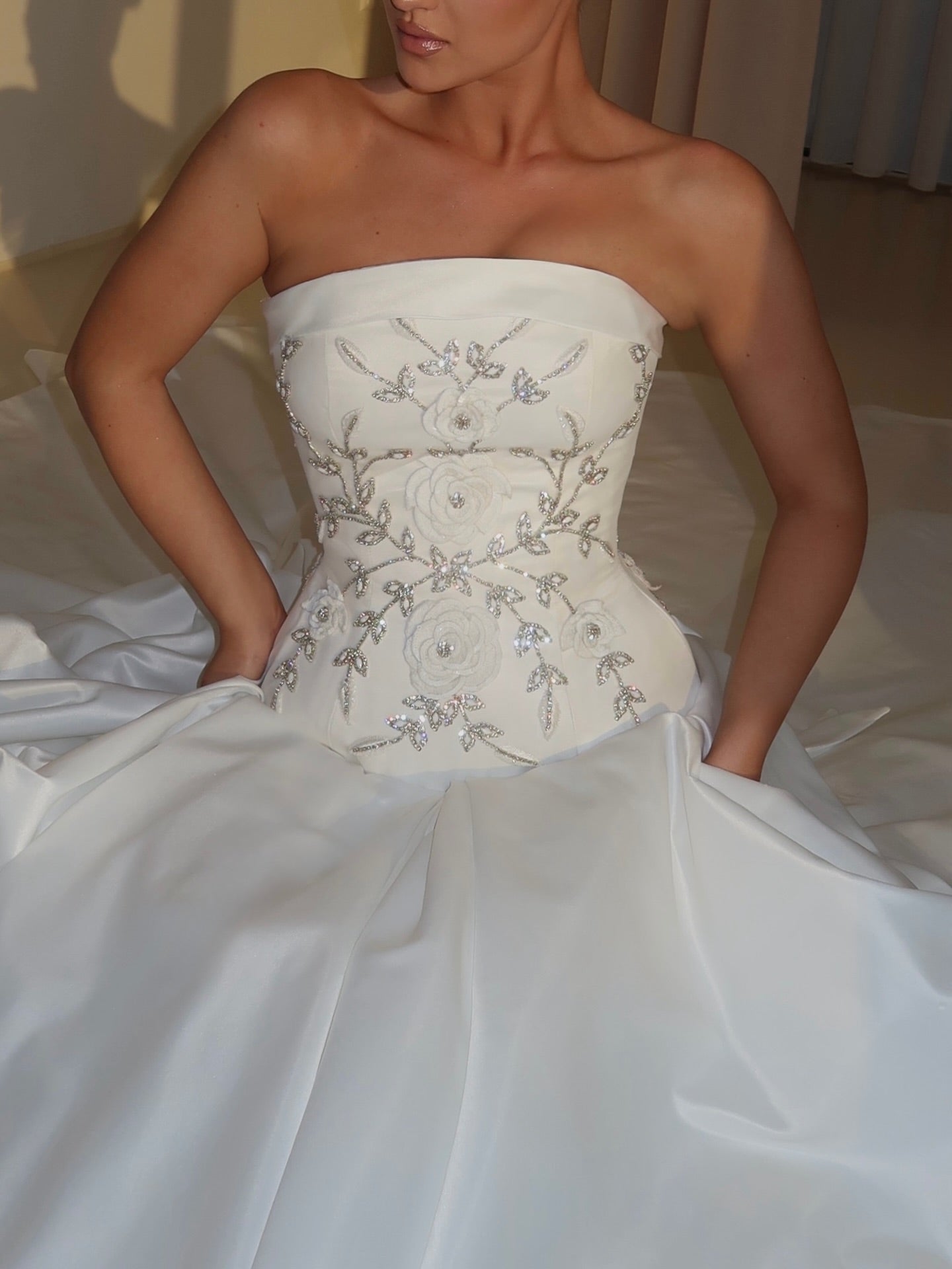Strapless Beaded Ball Gown Wedding Dress
