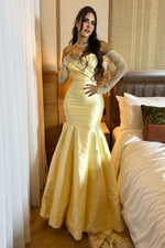 Mermaid Evening Gown with Lace Sleeves