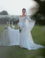 Off-Shoulder Lace Long Sleeve Wedding Gown