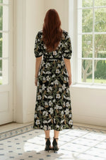 Floral Sequin Velvet Midi Dress with Bolero Set