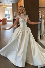 Lace High-Neck Ball Gown Wedding Dress