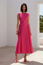 Sleeveless Side-Pleated A-Line Dress