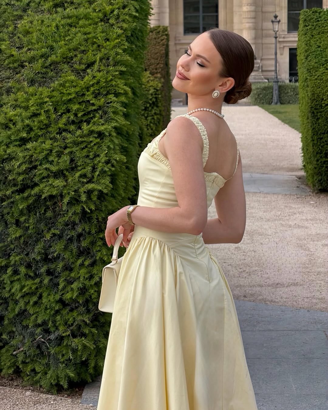 Square Neck Midi A-Line Dress with Ruched Straps
