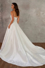 Strapless A-Line Wedding Gown with Lace Appliques