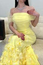 Off-Shoulder 3D Floral A-Line Gown