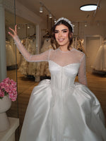 Illusion Sleeve Ball Gown Wedding Dress with Corset Bodice