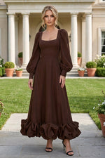Square Neck Maxi Dress with Bubble Hem
