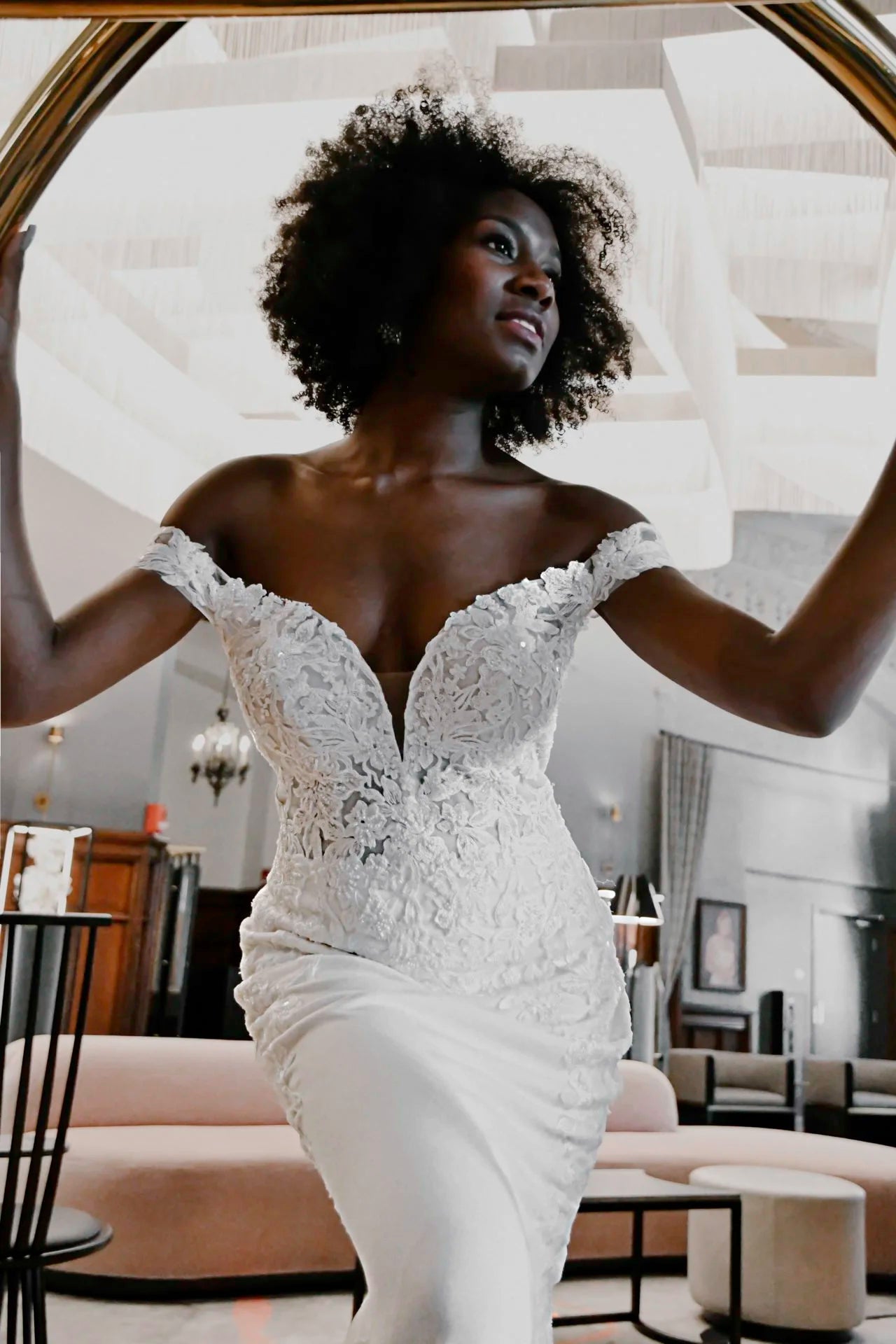 Off-the-Shoulder Lace Mermaid Wedding Dress