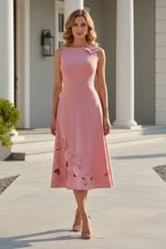 Floral Applique Midi A-Line Dress