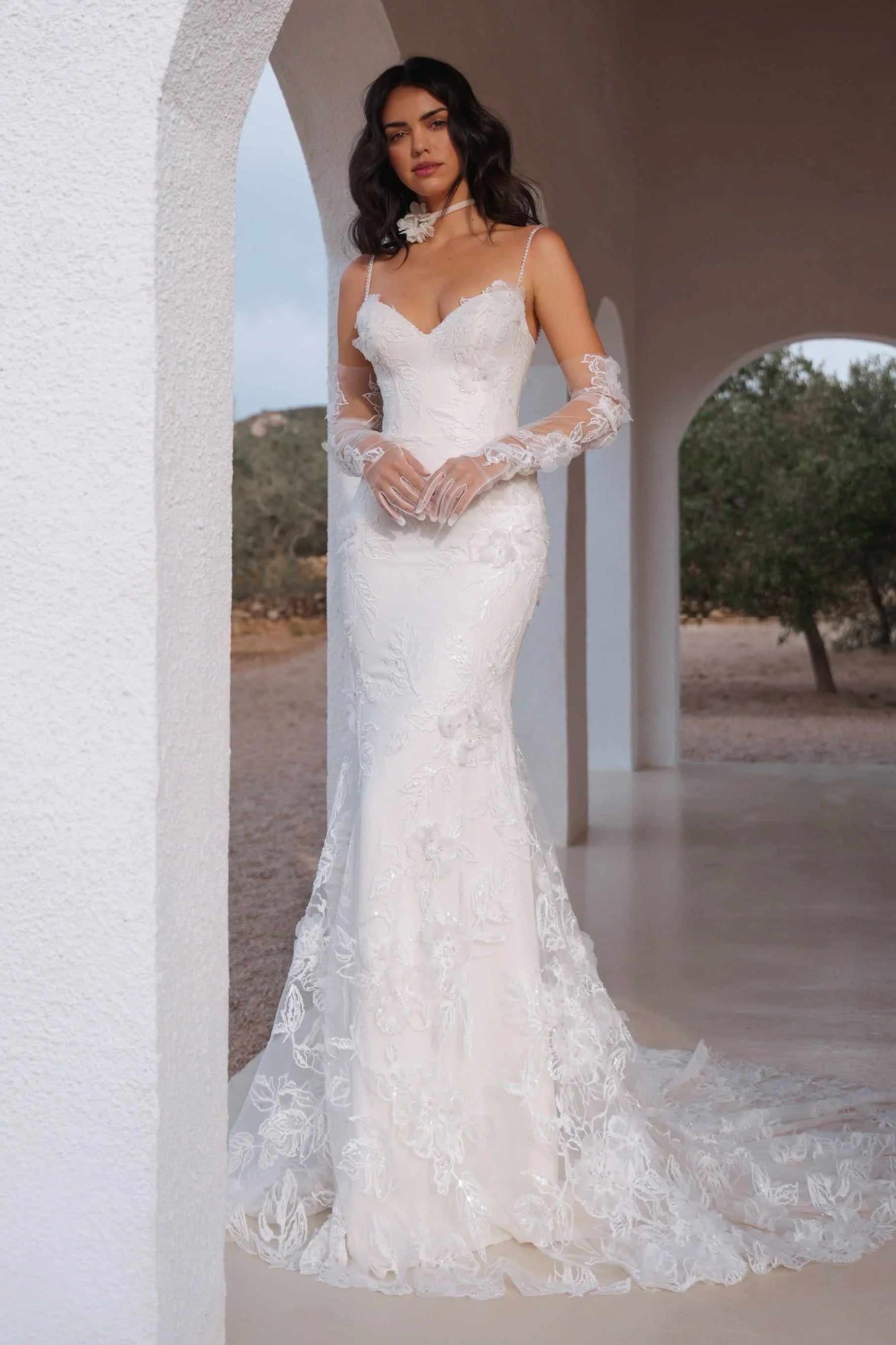 Sweetheart Mermaid Lace Wedding Dress with 3D Flowers