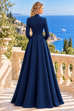 3D Floral Long Sleeve A-Line Evening Gown