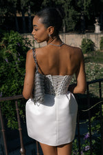 Strapless Crystal Corset Bubble Mini Dress