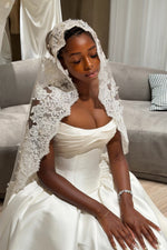 Strapless Pleated Satin Ball Gown Wedding Dress