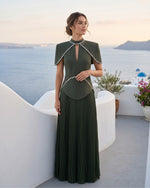 High Neck Keyhole Pleated Two-Piece Gown