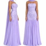 Strapless Embellished Mermaid Gown with Scarf