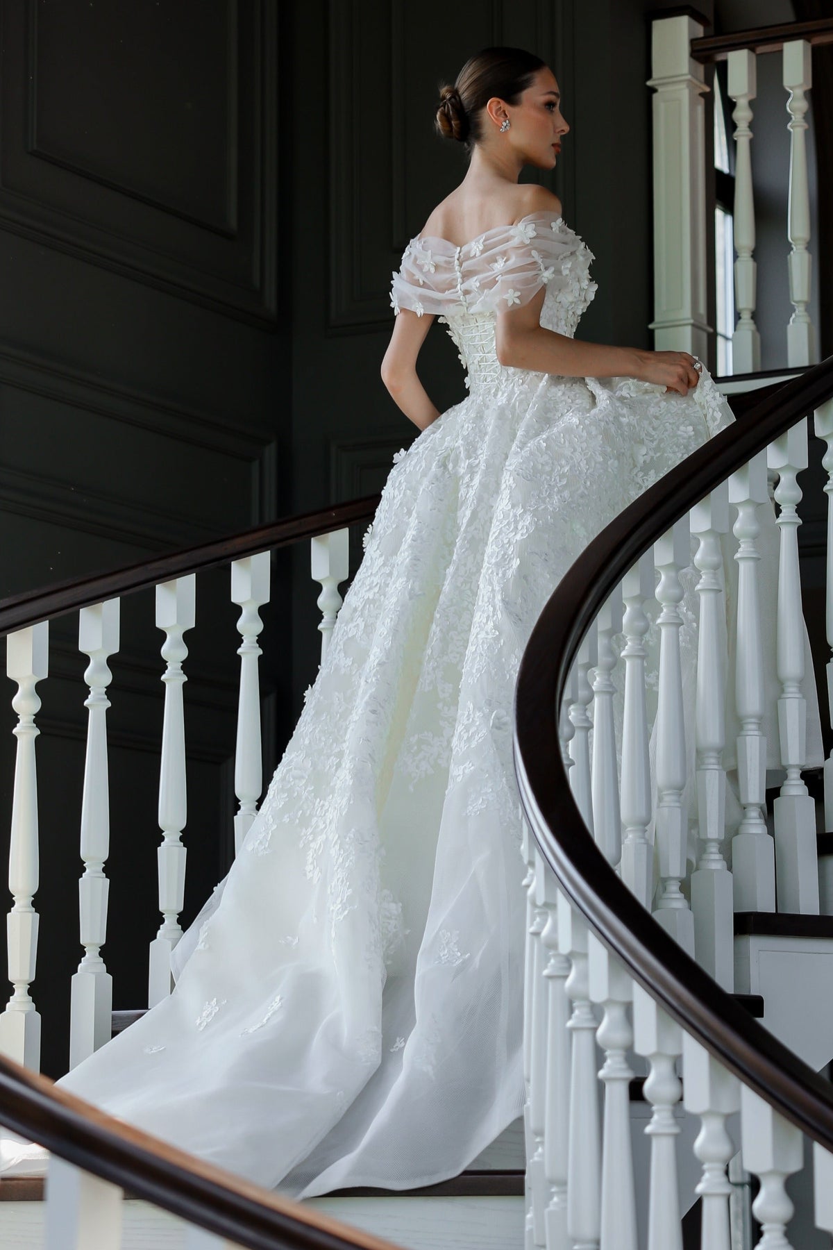 3D Floral Off-the-Shoulder Ball Gown
