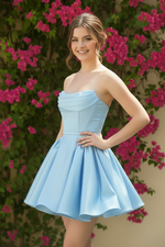 Strapless Satin Mini A-Line Dress with Corset Bodice