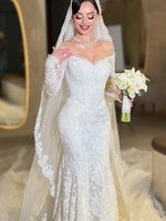 Off-the-Shoulder Lace Mermaid Wedding Dress