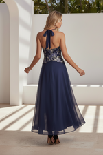 Floral Halter High-Low A-Line Gown