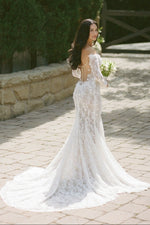 Off-the-Shoulder Long Sleeve Lace Mermaid Wedding Dress