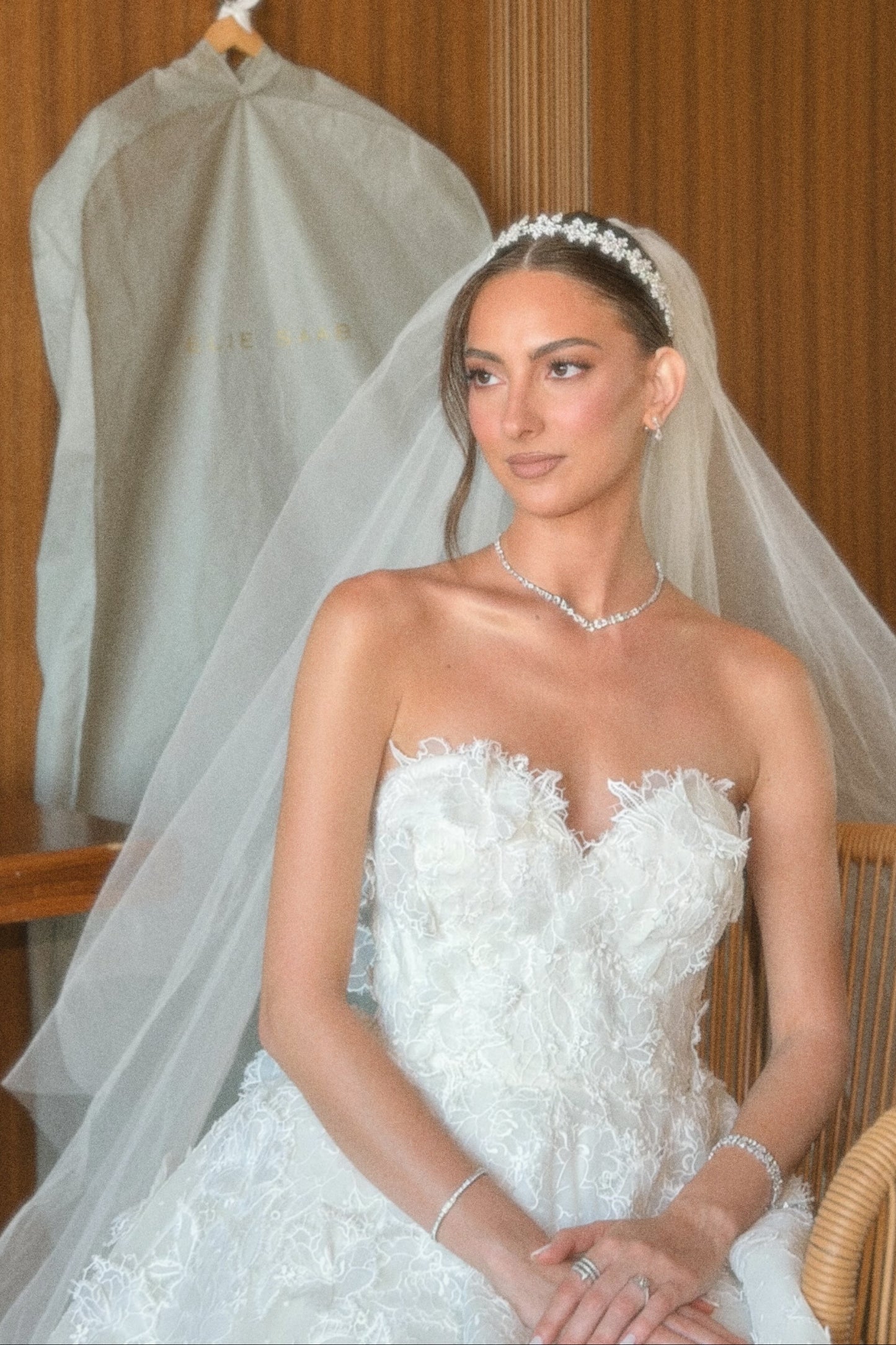 Strapless Lace Sweetheart A-Line Wedding Dress with Train