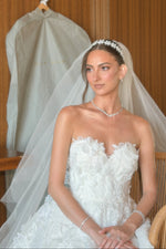 Strapless Lace Sweetheart A-Line Wedding Dress with Train