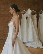 Minimalist Satin Ball Gown Wedding Dress with Pockets