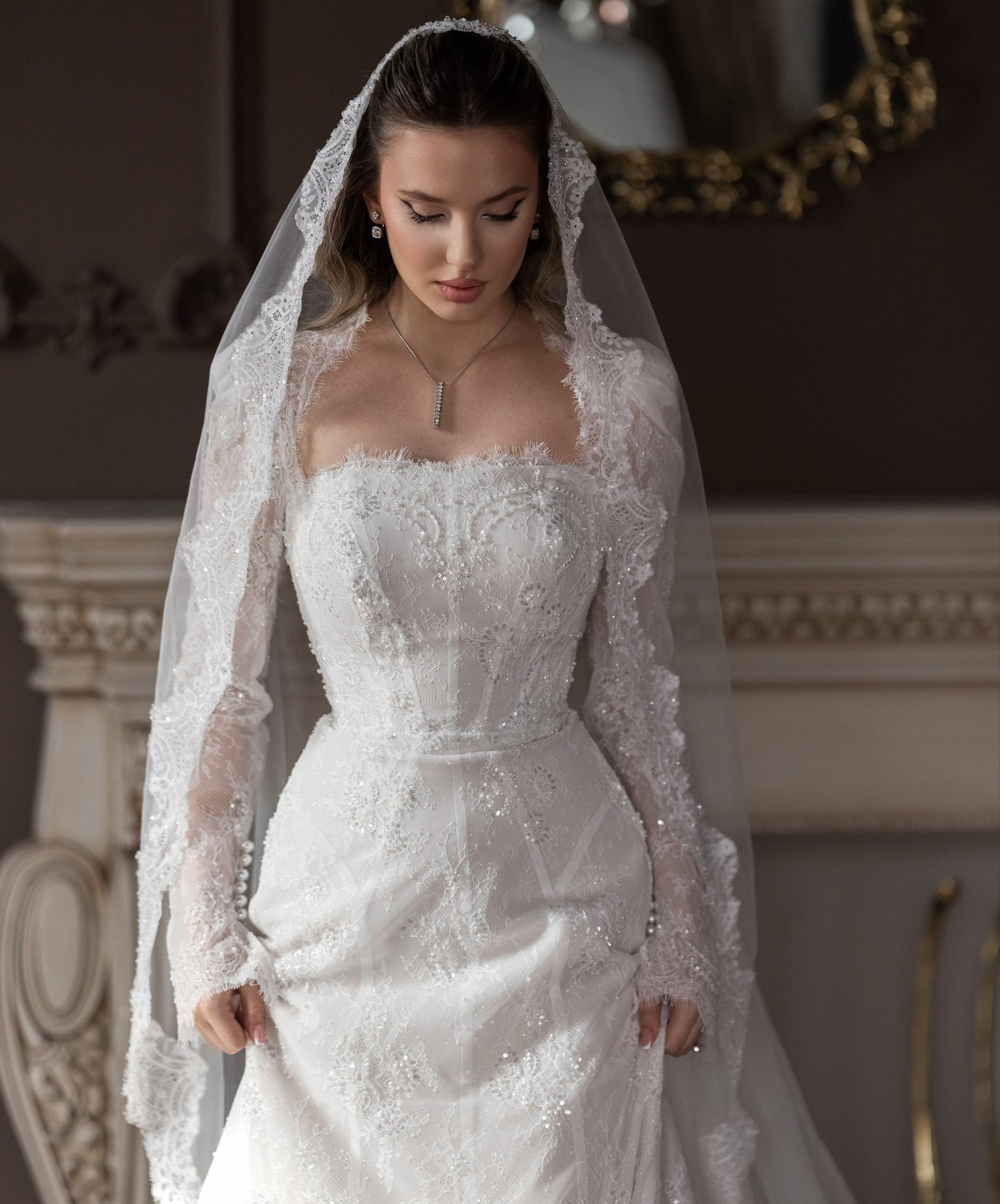 Long Sleeve Lace Mermaid Wedding Dress