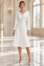 Collared Button-Front A-Line Coat Dress