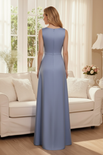 Sleeveless Satin A-Line Gown with 3D Floral Appliques