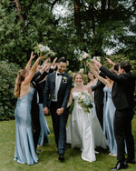 Strapless Satin A-Line Wedding Dress with Chapel Train