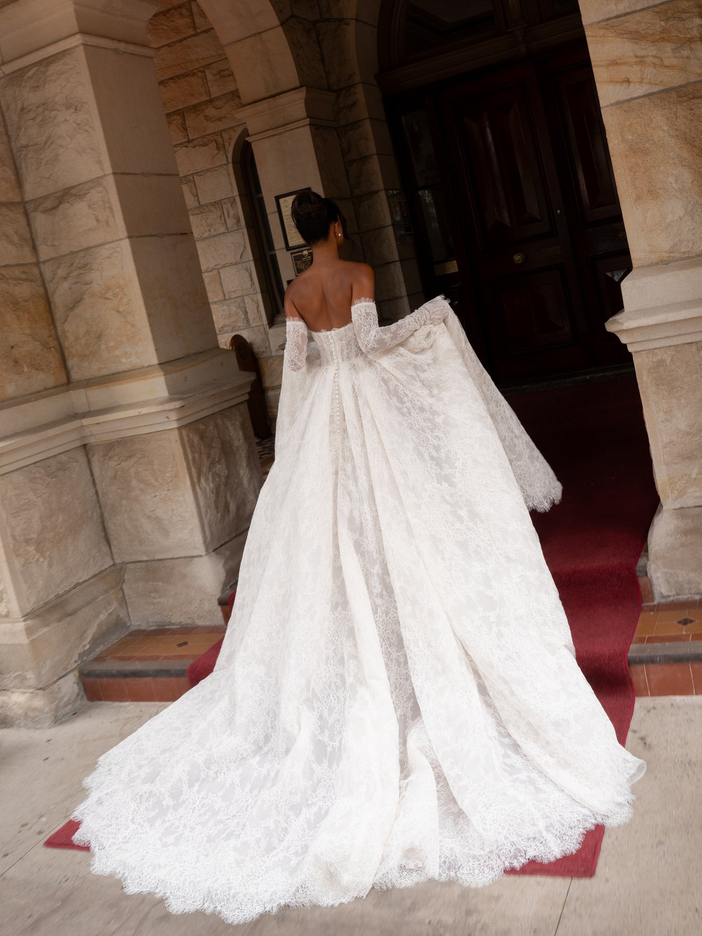 Strapless Lace Corset Ball Gown Wedding Dress