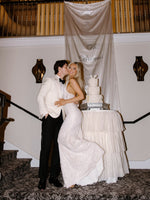 Deep V-Neck Lace Mermaid Wedding Dress with Train