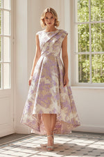 Floral Jacquard High-Low Midi Dress