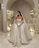 Corset Satin Ball Gown Wedding Dress with Overskirt