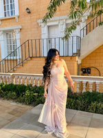 Strapless Ruched Evening Gown with 3D Flowers
