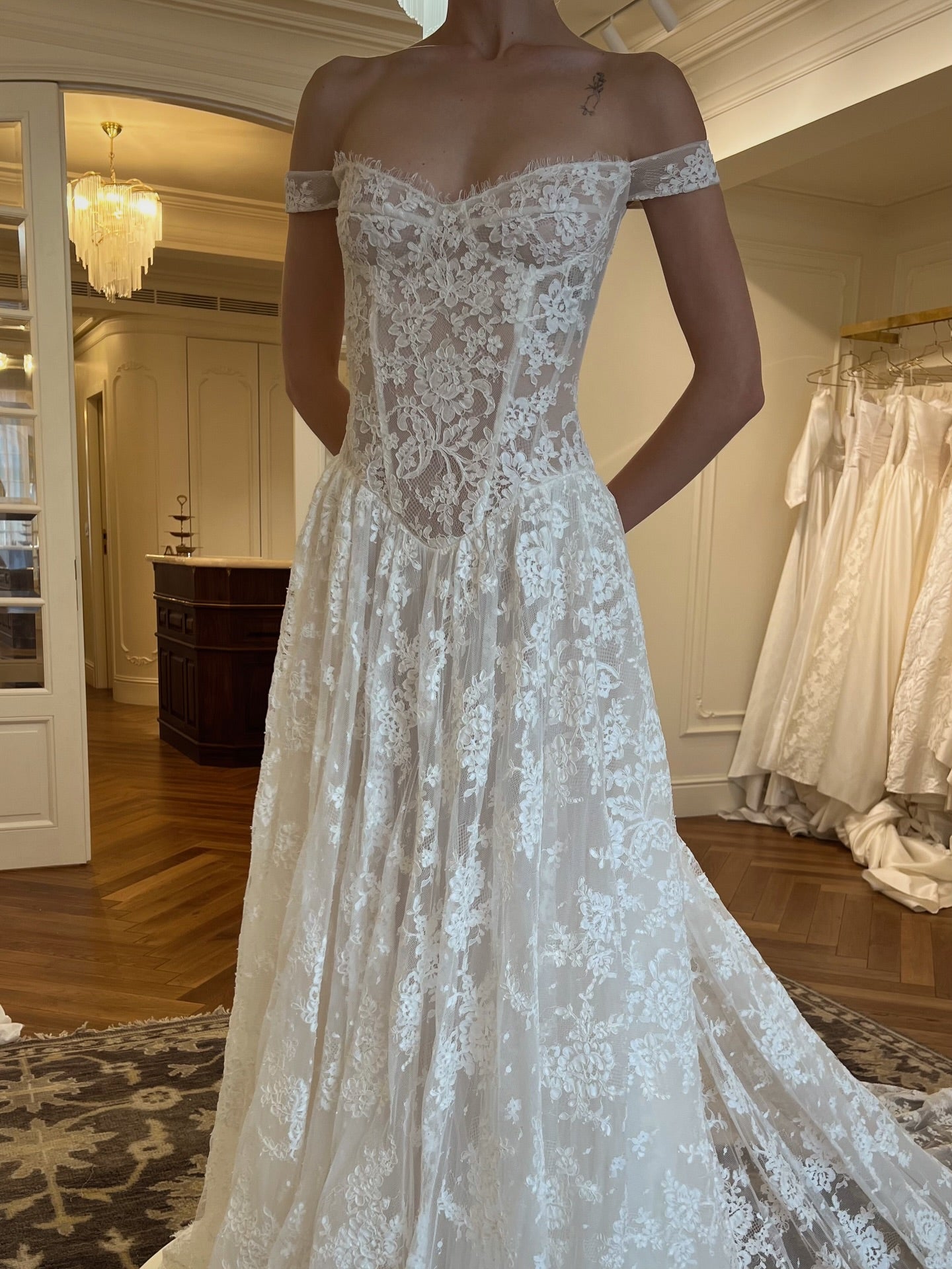 Off-the-Shoulder Lace A-Line Wedding Dress