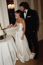 Strapless Satin A-Line Wedding Dress with Basque Waist