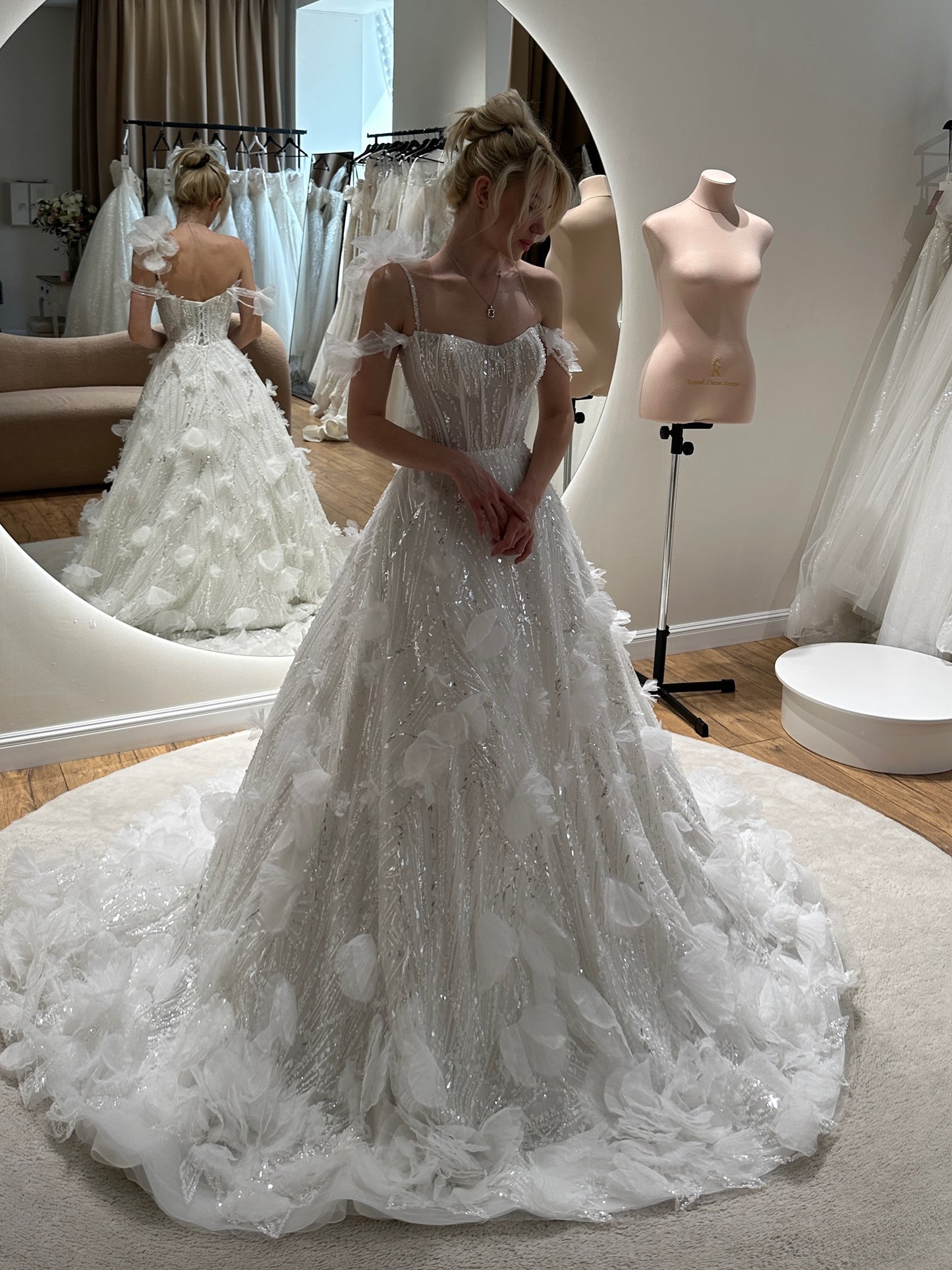 Romantic Sequin Corset Ball Gown Wedding Dress