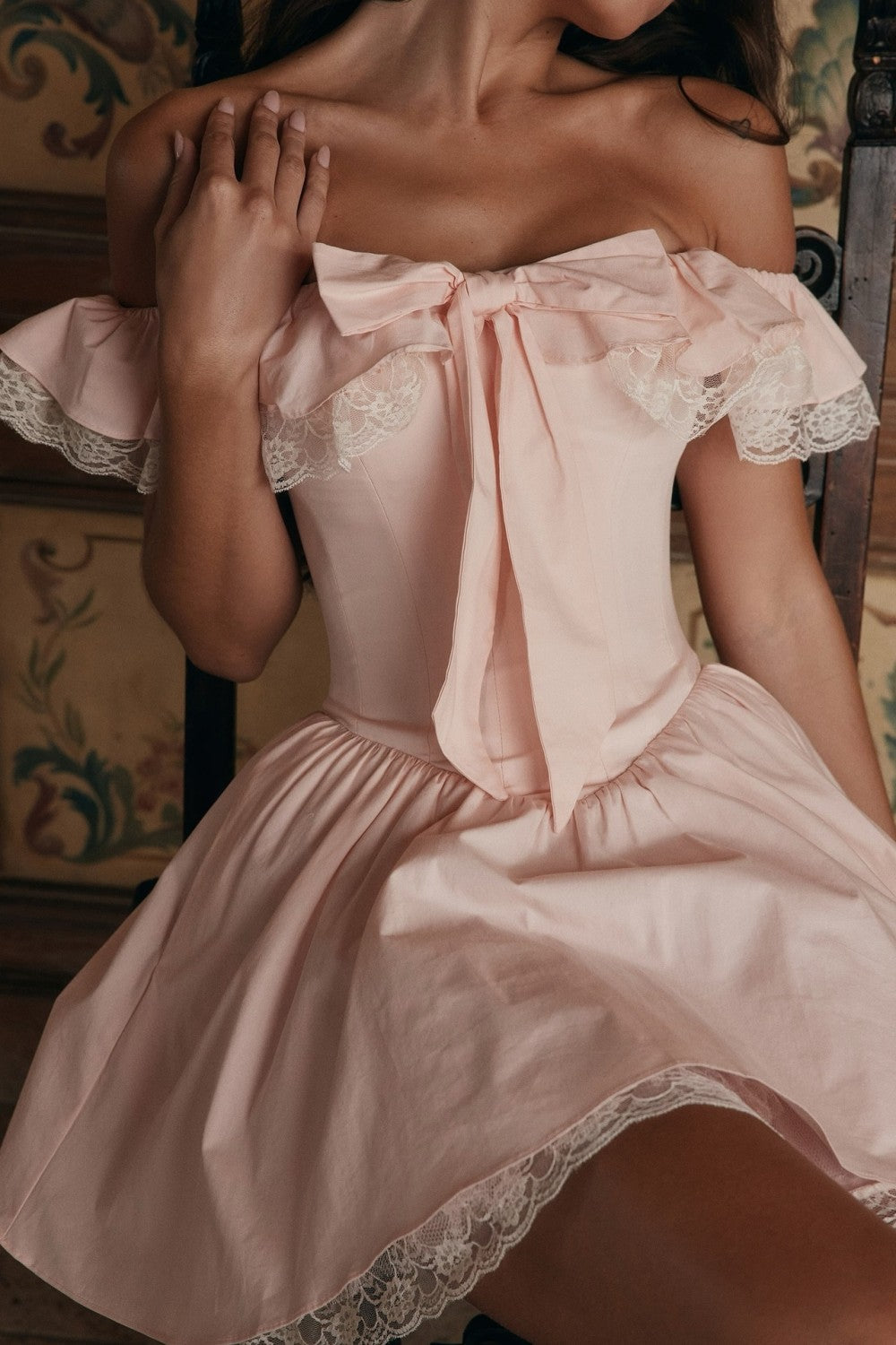 Off-The-Shoulder Bowknot Corset Mini Dress