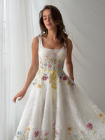 Floral Embroidered Tea-Length Dress