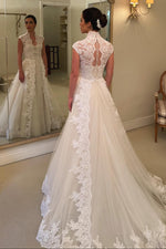 High Neck Lace A-Line Wedding Dress