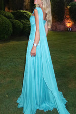 One Shoulder Crystal Embellished Evening Gown
