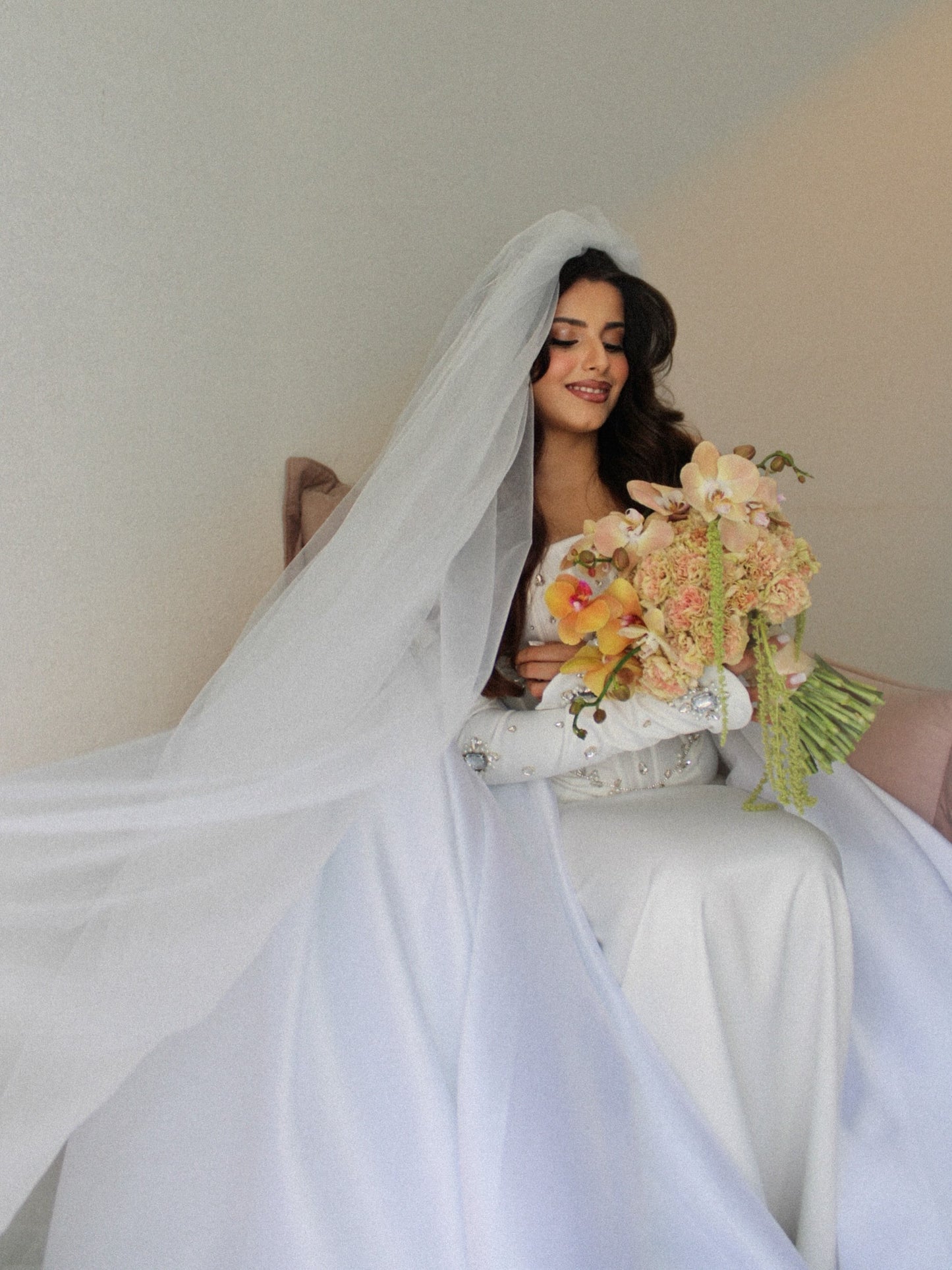 Off-Shoulder Beaded Mermaid Wedding Gown