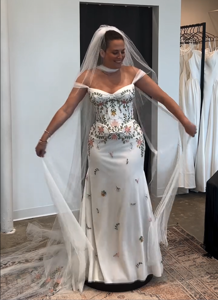 Embroidered Corset Off-the-Shoulder Wedding Dress