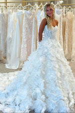 Strapless Sweetheart Corset Ball Gown with 3D Flowers